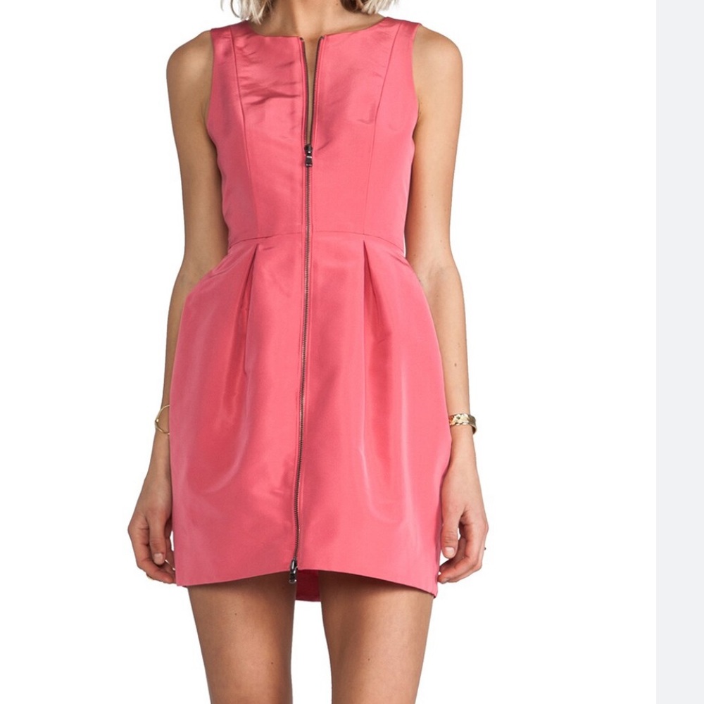 TIBI Silk Faille Sleeveless Mini Dress in Flamingo Pink Size 6